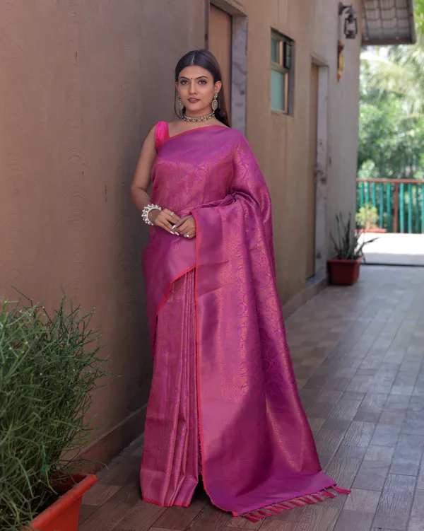Rani_Pink_Timeless_Kanchipuram_Sarees_A_Heritage_of_Elegance_With_Blouse_Piece_Attached